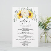 Sonnenblume Ivory Peony Eucalyptus Wedding Menu (Stehend Vorderseite)