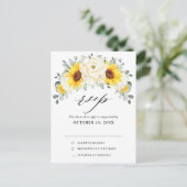 Sonnenblume Ivory Peony Eucalyptus Wedding RSVP Postkarte (Stehend Vorderseite)