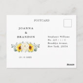 Sonnenblume Ivory Peony Eucalyptus Wedding RSVP Postkarte (Rückseite)