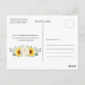 Sonnenblume Ivory Peony Eukalyptus Save the Date Postkarte (Rückseite)