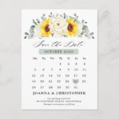Sonnenblume Ivory Peony Eukalyptus Save the Date Postkarte (Vorderseite)