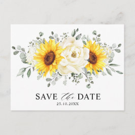 Sonnenblume Ivory Peony Eukalyptus Save the Date Postkarte