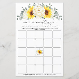 Sonnenblume Ivory Peony Floral Brautparty Bingo