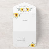 Sonnenblume Ivory Peony Floral Eucalyptus Wedding All In One Einladung (Außenbereich)