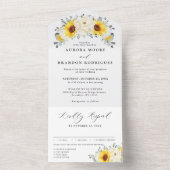 Sonnenblume Ivory Peony Floral Eucalyptus Wedding All In One Einladung (Innen Boden)