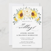 Sonnenblume Ivory Peony Floral Eucalyptus Wedding Einladung (Vorderseite)