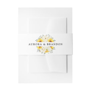 Sonnenblume Ivory Peony Floral Eucalyptus Wedding Einladungsbanderole