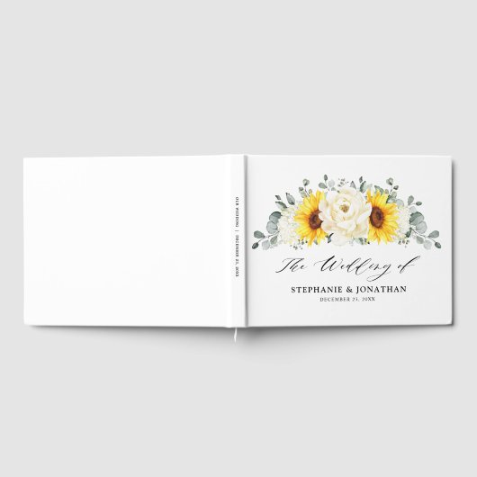 Sonnenblume Ivory Peony Floral Eucalyptus Wedding Gästebuch (Voll)