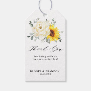 Sonnenblume Ivory Peony Floral Eucalyptus Wedding Geschenkanhänger