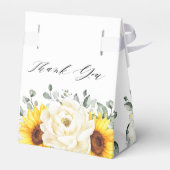 Sonnenblume Ivory Peony Floral Eucalyptus Wedding Geschenkschachtel (Rückseite)