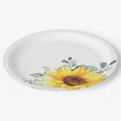 Sonnenblume Ivory Peony Floral Eucalyptus Wedding Pappteller (Schrägansicht)