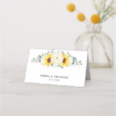 Sonnenblume Ivory Peony Floral Eucalyptus Wedding Platzkarte (Rückseite)