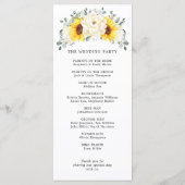 Sonnenblume Ivory Peony Floral Eucalyptus Wedding Programm (Rückseite)