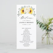 Sonnenblume Ivory Peony Floral Eucalyptus Wedding Programm (Stehend Vorderseite)