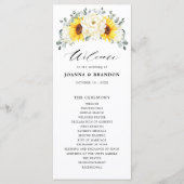 Sonnenblume Ivory Peony Floral Eucalyptus Wedding Programm (Vorderseite)