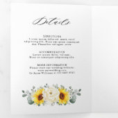 Sonnenblume Ivory Peony Floral QR Code Hochzeit Dreifach Gefaltete Ankündigung (Innen Erste Seite)