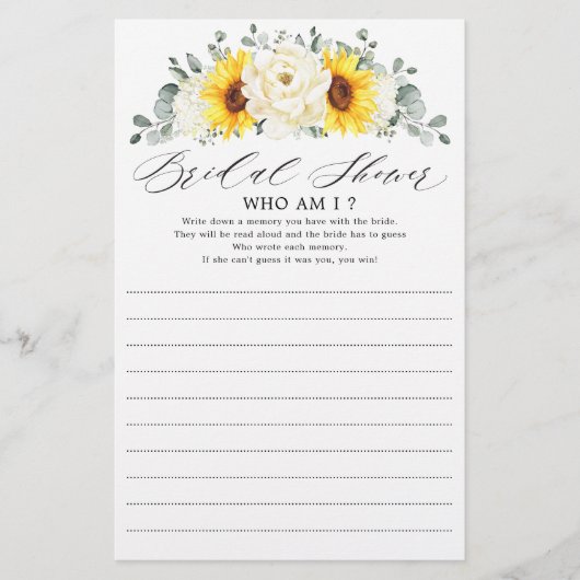 Sonnenblume Ivory Peony Floral Who Bin I Game (Vorderseite)