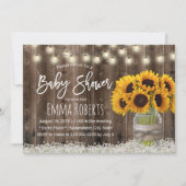 Sonnenblume Jar Country Floral Barn Wood Baby Dusc Einladung (Vorderseite)