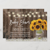 Sonnenblume Jar Country Floral Barn Wood Baby Dusc Einladung (Vorne/Hinten)
