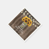 Sonnenblume Jar Rustic Barn Wood Brautparty Serviette (Ecke)