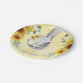 Sonnenblume Jungle Elephant Babydusche 1. Geburtst Pappteller (Schrägansicht)