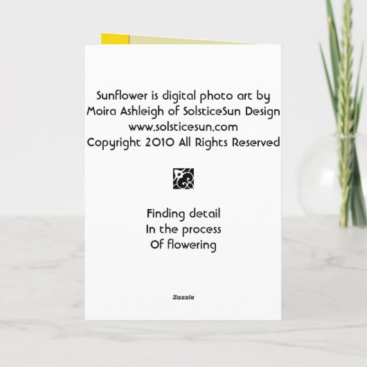 Sonnenblume Karte (Rückseite)