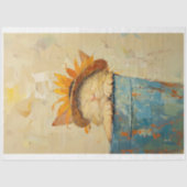Sonnenblume Kat Nickerchen Whimsical Oil Style Mal Seidenpapier (Vorderseite)