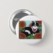 Sonnenblume-Katze Button (Vorne & Hinten)