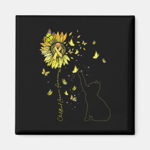 Sonnenblume Katze Gold Ribbon Kindheit Krebs Aware Magnet
