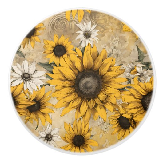 Sonnenblume Keramikknauf (Vorderseite)