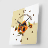 Sonnenblume | Khaki und White Wall Clock Quadratische Wanduhr (Winkel)