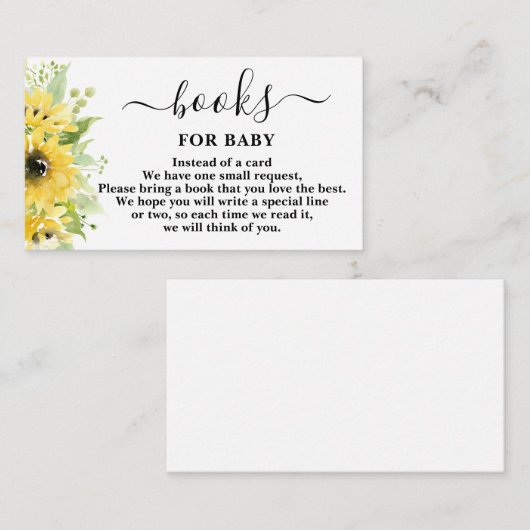 Sonnenblume Kinderduschbücher für Babykarte Begleitkarte (Vorne/Hinten)