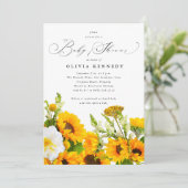 Sonnenblume Kinderdusche Einladung | Boho Floral (Stehend Vorderseite)