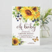 Sonnenblume Kinderdusche Einladung Elegant Boho (Stehend Vorderseite)