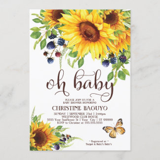 Sonnenblume Kinderdusche Einladung Elegant Boho