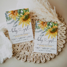 Sonnenblume Kinderdusche Einladung für ein Mädchen