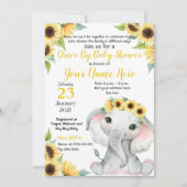 Sonnenblume Kinderdusche Elephant Yelow Girl Card Einladung (Vorderseite)