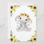 Sonnenblume Kinderdusche Elephant Yelow Girl Card Einladung (Rückseite)