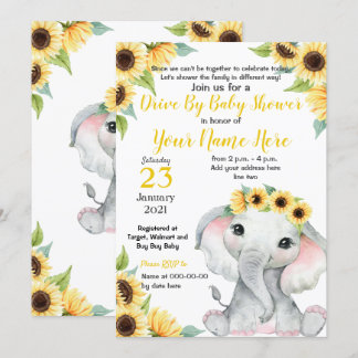 Sonnenblume Kinderdusche Elephant Yelow Girl Card Einladung