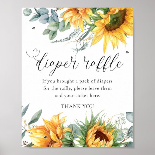 Sonnenblume Kinderdusche Windelwulstchen-Zeichen Poster (Vorne)