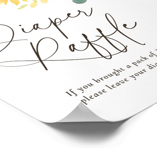 Sonnenblume Kinderdusche Windelwulstchen-Zeichen Poster (Ecke)