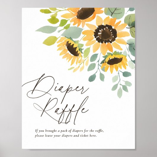 Sonnenblume Kinderdusche Windelwulstchen-Zeichen Poster (Vorne)