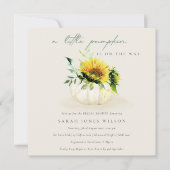 Sonnenblume Kleine florale Pumpkin Baby Dusche lad Dankeskarte (Vorderseite)