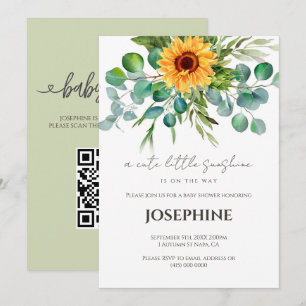 Sonnenblume Kleine Sonne QR-Registry Baby-Party Einladung