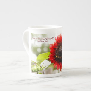 Sonnenblume-Knochen-China-Tasse mit Scripture Porzellantasse
