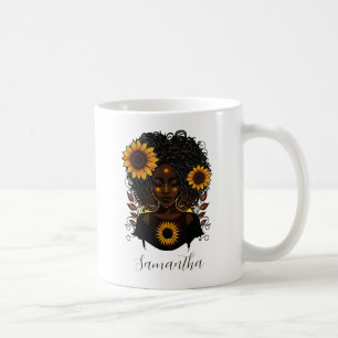 Sonnenblume Königin Afro Frau Kaffeetasse