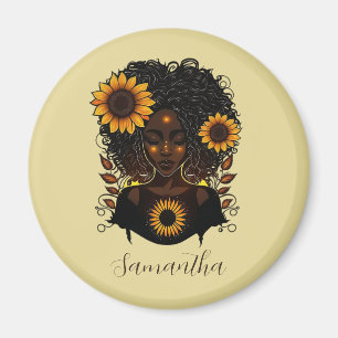 Sonnenblume Königin Afro Frau Magnet