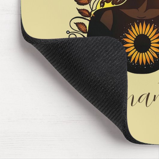 Sonnenblume Königin Afro Frau Mousepad (Ecke)