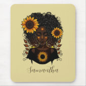 Sonnenblume Königin Afro Frau Mousepad (Vorne)