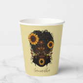 Sonnenblume Königin Afro Frau Pappbecher (Rückseite)